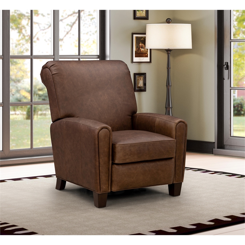 Pemberly Row Push Thru The Arms Recliner in Clifton Chocolate