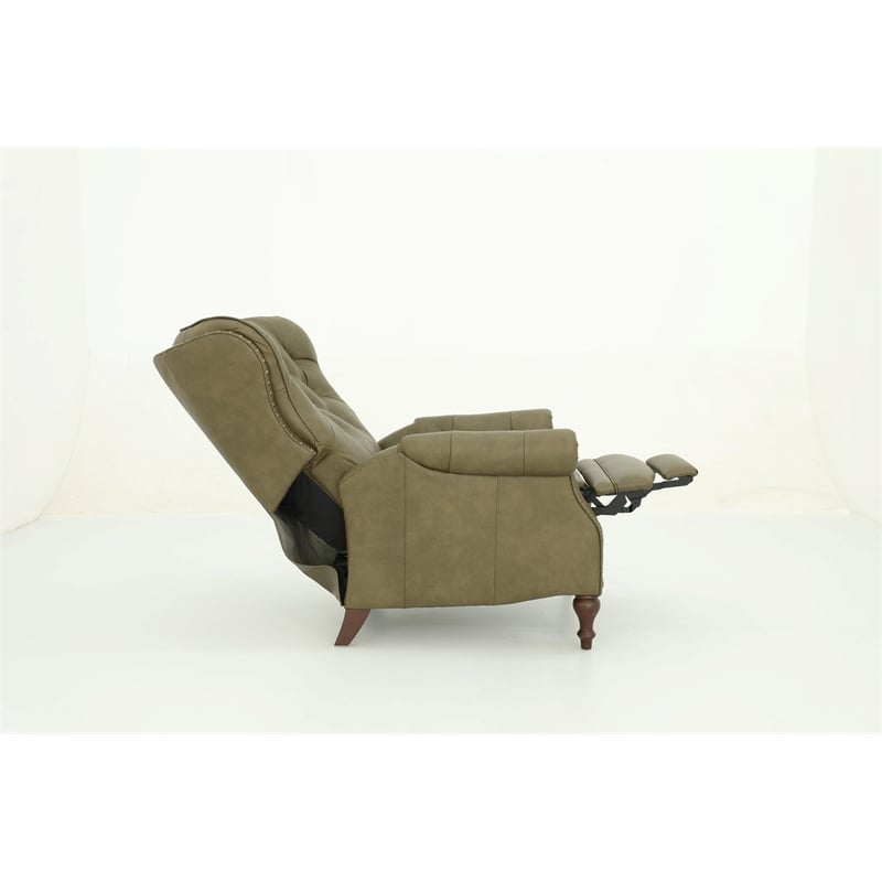 Pemberly Row Premium Push Thru The Arms Recliner in Oasis Olive