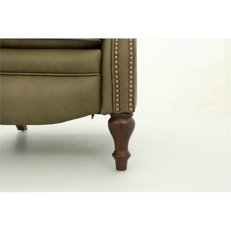 Pemberly Row Premium Push Thru The Arms Recliner in Oasis Olive