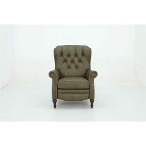 Pemberly Row Premium Push Thru The Arms Recliner in Oasis Olive