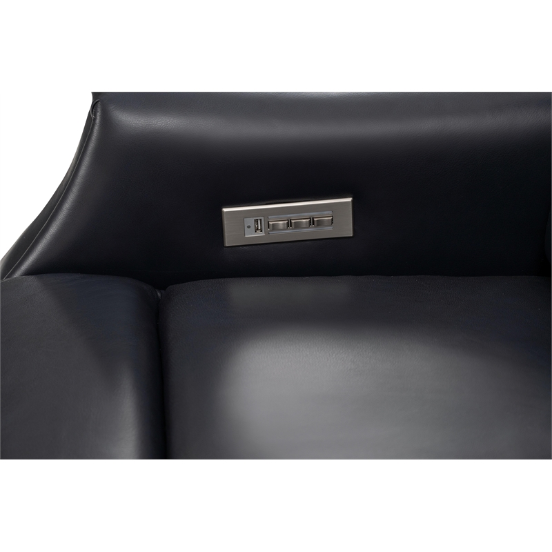 Pemberly Row Big and Tall Power Recliner with Head Rest and Lumbar in Blue