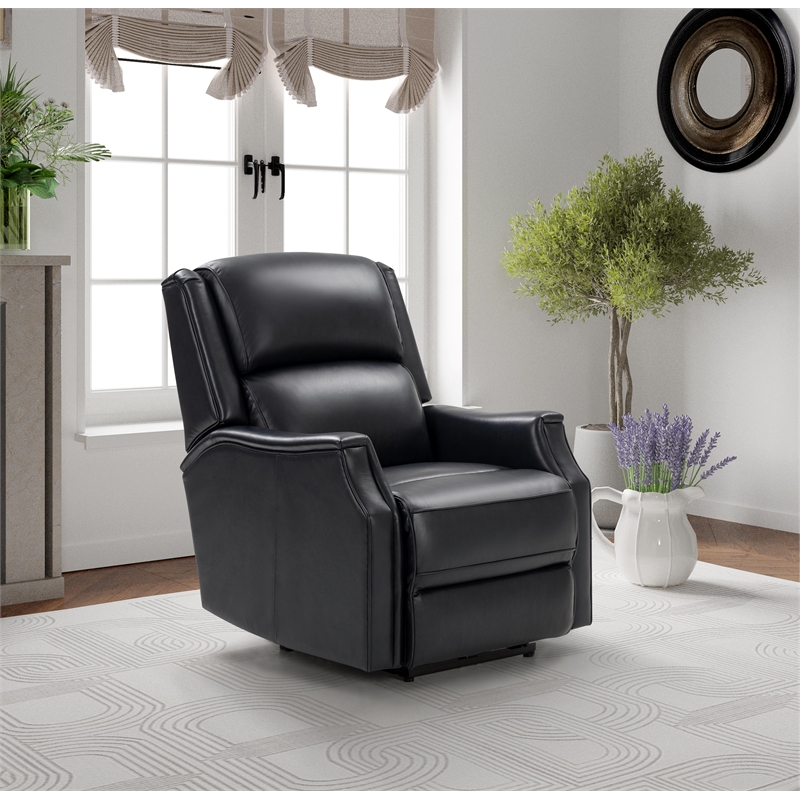 Pemberly Row Big and Tall Power Recliner with Head Rest and Lumbar in Blue