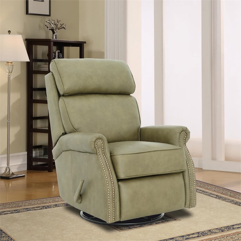 Pemberly Row Swivel Glider Recliner with Storage in Oasis Olive
