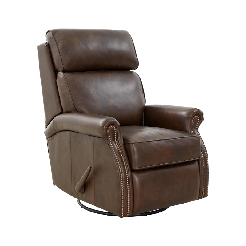 Pemberly Row Premium Swivel Glider Recliner in Ashford Walnut