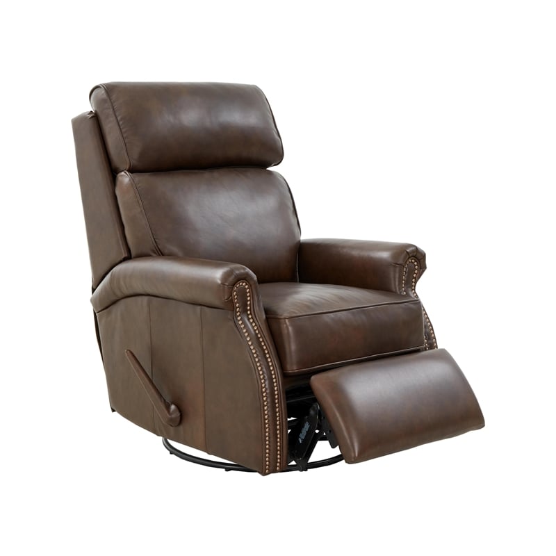 Pemberly Row Premium Swivel Glider Recliner in Ashford Walnut