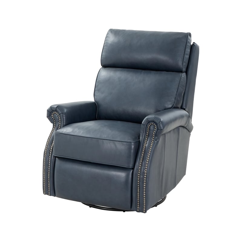 Pemberly Row Premium Swivel Glider Recliner in Barone Navy Blue