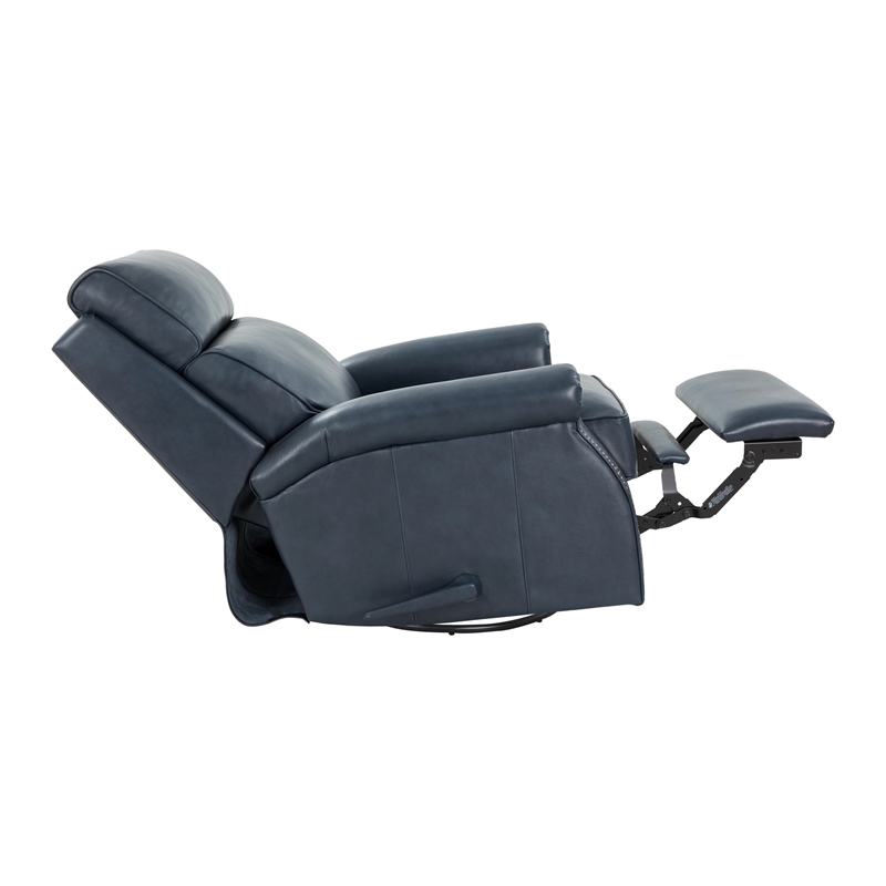 Pemberly Row Premium Swivel Glider Recliner in Barone Navy Blue
