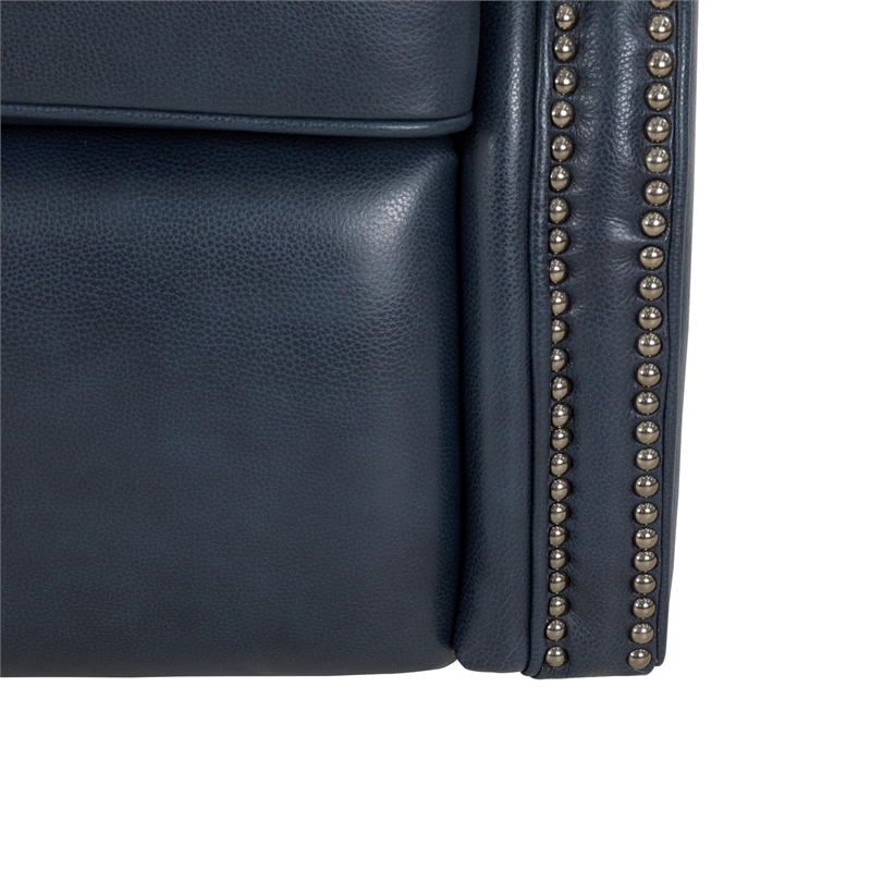 Pemberly Row Premium Swivel Glider Recliner in Barone Navy Blue