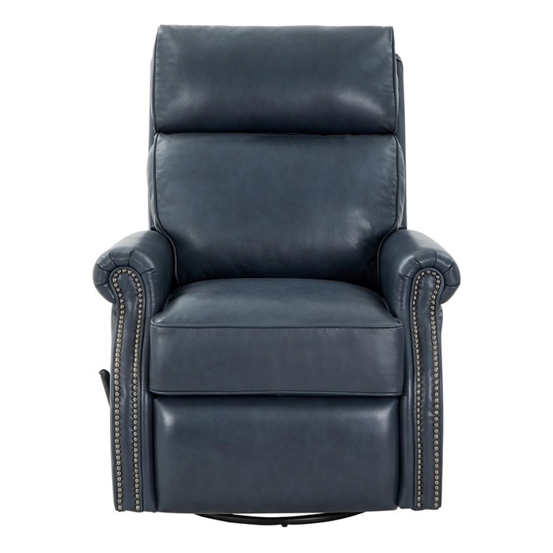 Pemberly Row Premium Swivel Glider Recliner in Barone Navy Blue