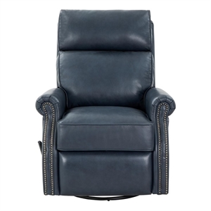 Pemberly Row Premium Swivel Glider Recliner in Barone Navy Blue