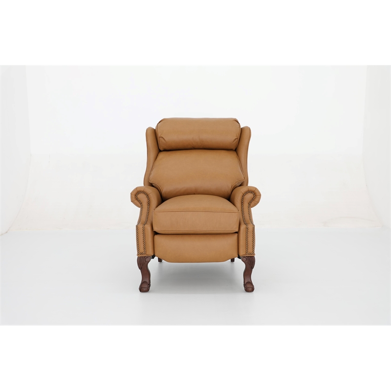 Pemberly Row Premium Push Thru The Arms Recliner in Santa Fe Brandy