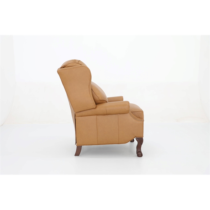 Pemberly Row Premium Push Thru The Arms Recliner in Santa Fe Brandy