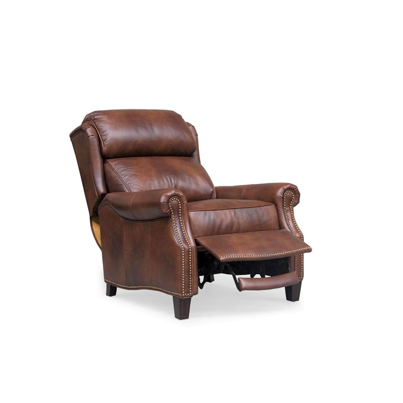 Pemberly Row Push Thru The Arms Recliner in Worthington Cognac