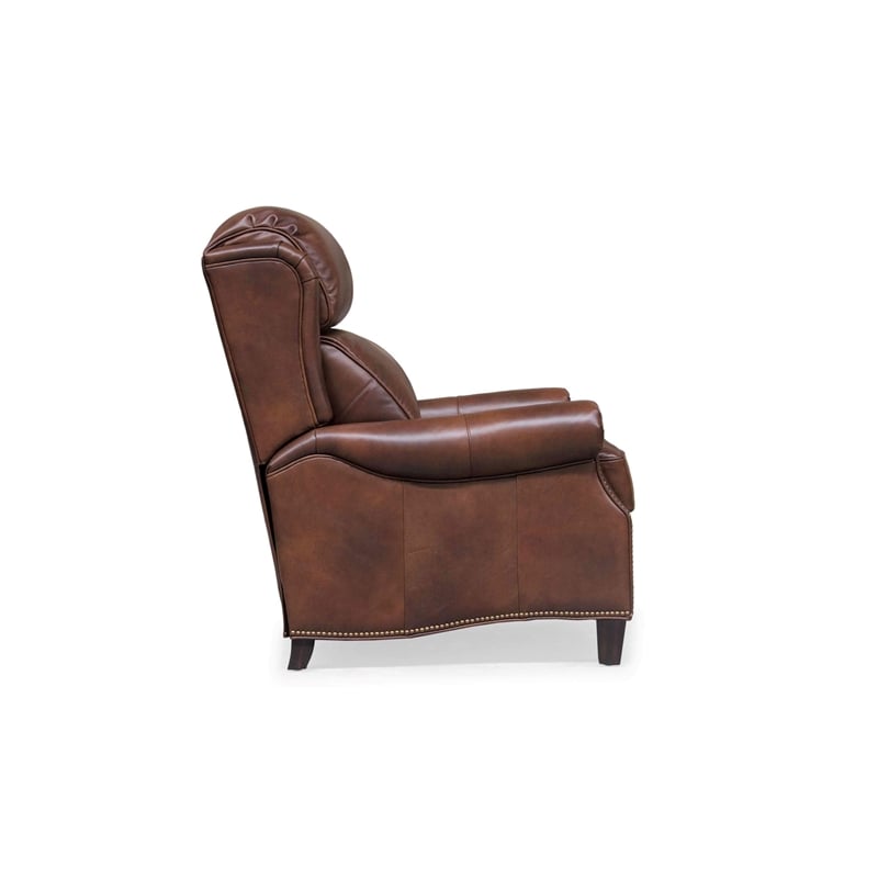 Pemberly Row Push Thru The Arms Recliner in Worthington Cognac