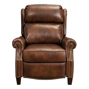 Pemberly Row Push Thru The Arms Recliner in Worthington Cognac