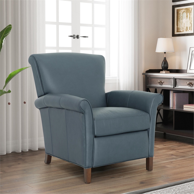 Pemberly Row Premium Push Thru The Arms Recliner in Santa Fe Ocean