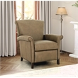 Pemberly Row Premium Push Thru The Arms Recliner in Cashmere Taupe