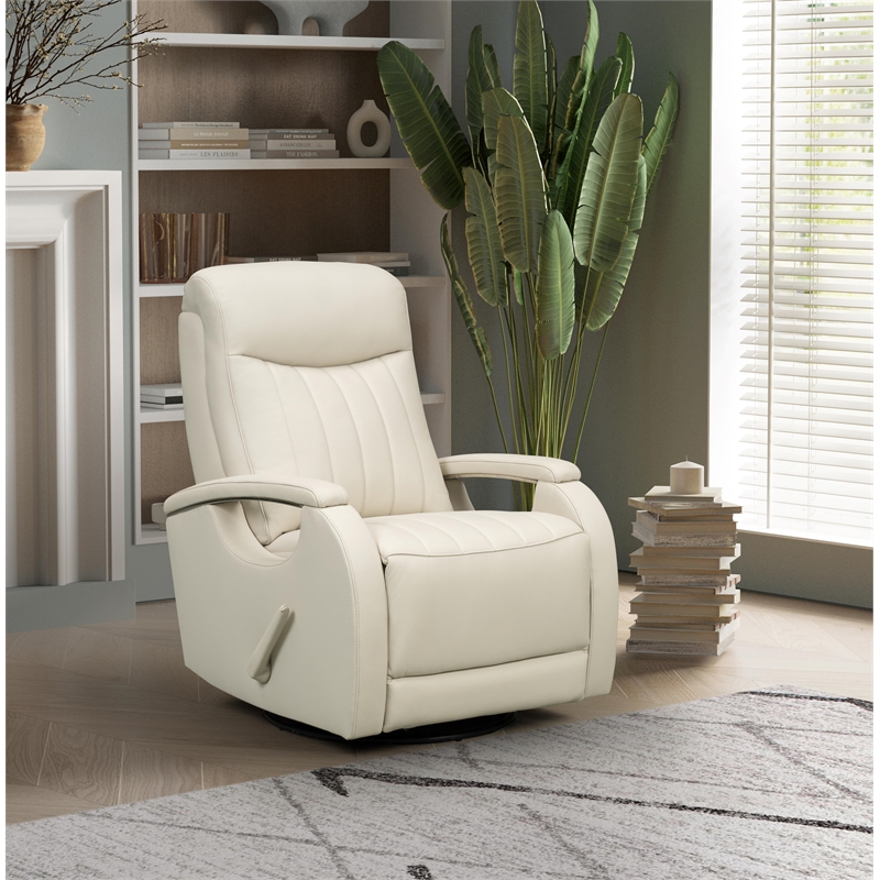Pemberly Row Swivel Glider Recliner with Storage in Troy Cream