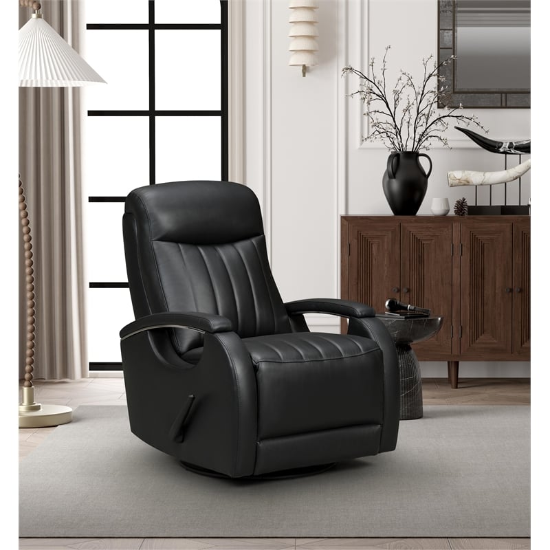 Pemberly Row Swivel Glider Recliner with Storage in Lynn Onyx
