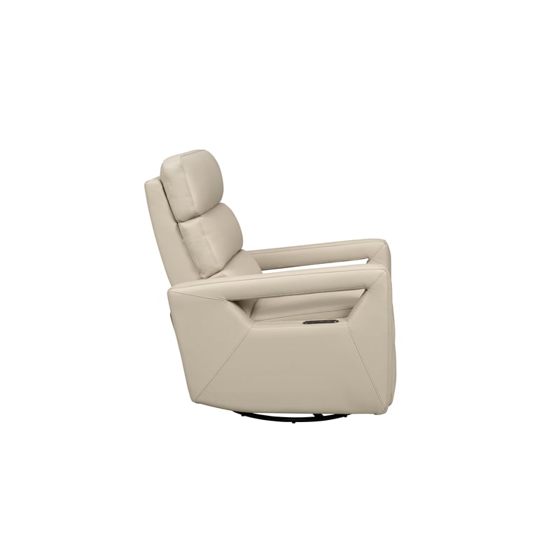 Pemberly Row Power Swivel Glider Recliner with Head Rest in Gable Dove