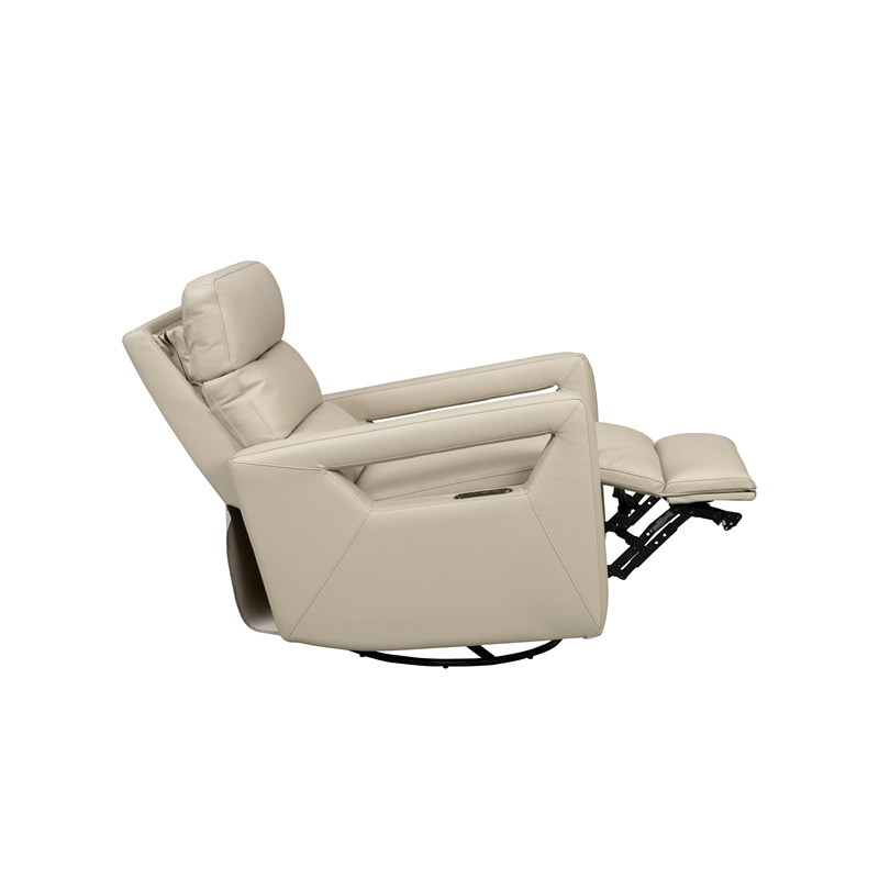Pemberly Row Power Swivel Glider Recliner with Head Rest in Gable Dove