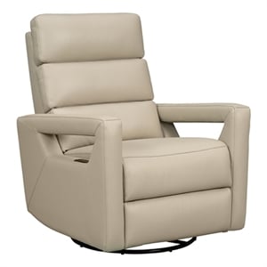 Pemberly Row Power Swivel Glider Recliner with Head Rest in Gable Dove