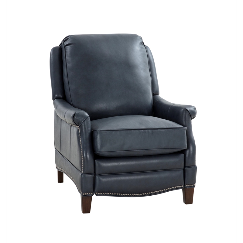 Pemberly Row Push Thru The Arms Recliner in Barone Navy Blue