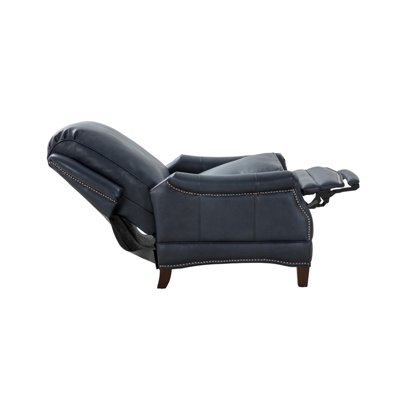 Pemberly Row Push Thru The Arms Recliner in Barone Navy Blue