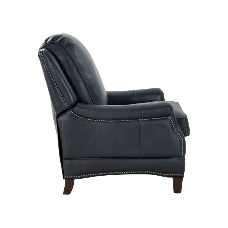 Pemberly Row Push Thru The Arms Recliner in Barone Navy Blue