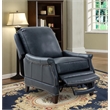 Pemberly Row Push Thru The Arms Recliner in Barone Navy Blue