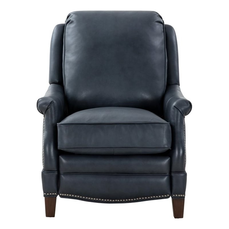 Pemberly Row Push Thru The Arms Recliner in Barone Navy Blue