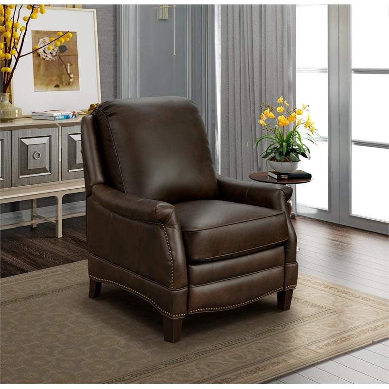 Pemberly Row Premium Push Thru The Arms Recliner in Ashford Walnut