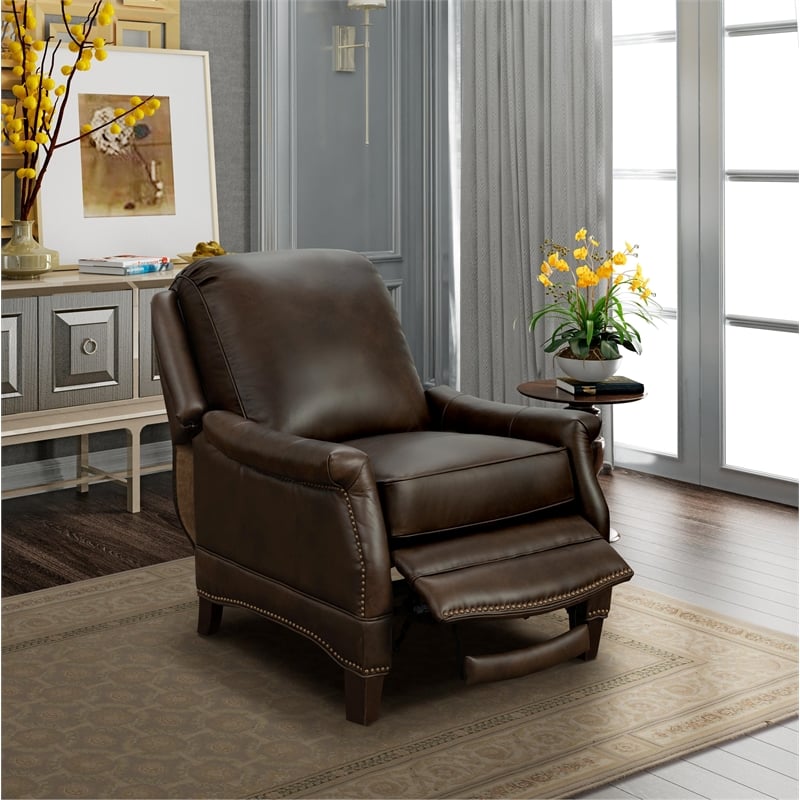 Pemberly Row Premium Push Thru The Arms Recliner in Ashford Walnut