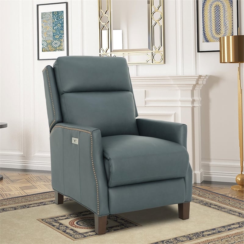 Pemberly Row Power Recliner with Power Head Rest in Santa Fe Ocean