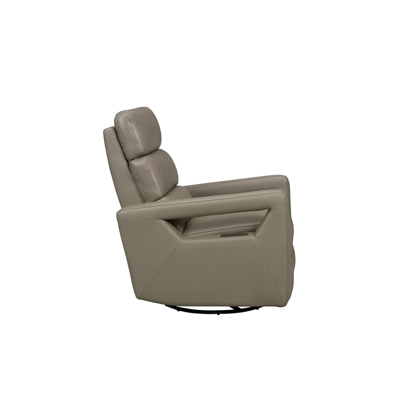 Pemberly Row Power Swivel Glider Recliner with Head Rest in Lynn Smokey Gray