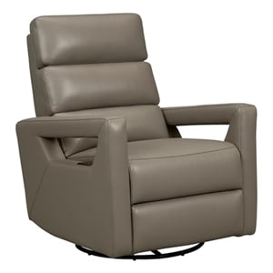 Pemberly Row Power Swivel Glider Recliner with Head Rest in Lynn Smokey Gray