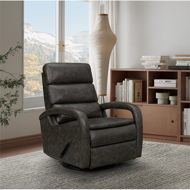 Pemberly Row Recliner Swivel Glider with Storage in Ryegate Gray