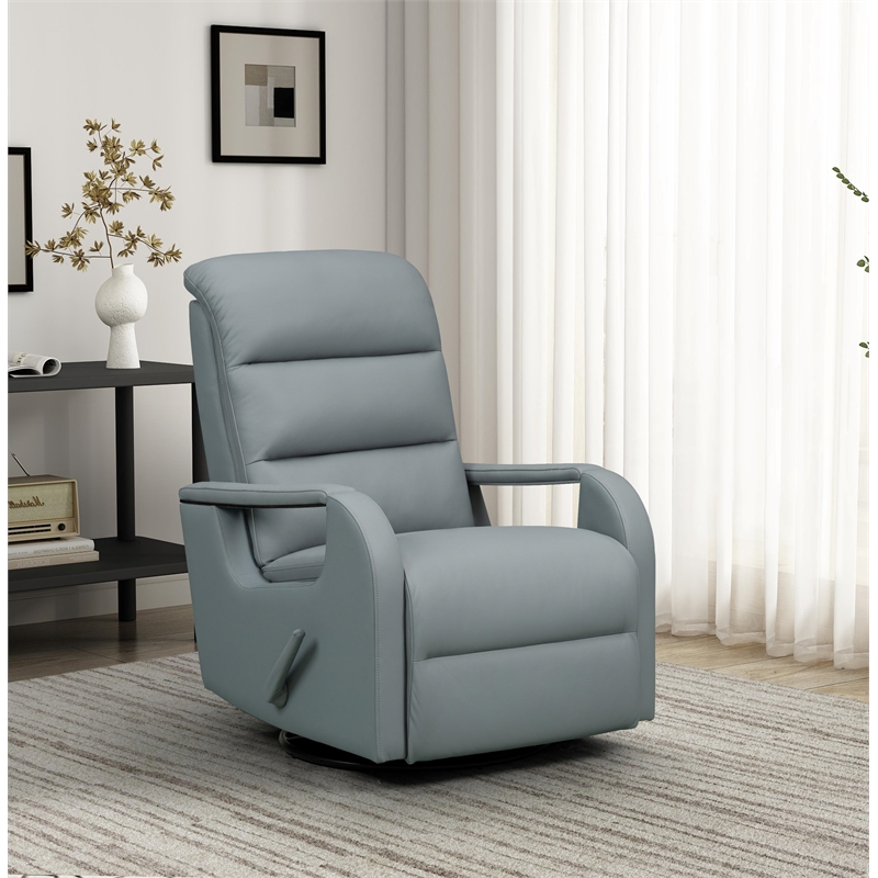 Pemberly Row Premium Swivel Glider Recliner in Troy Spa Blue