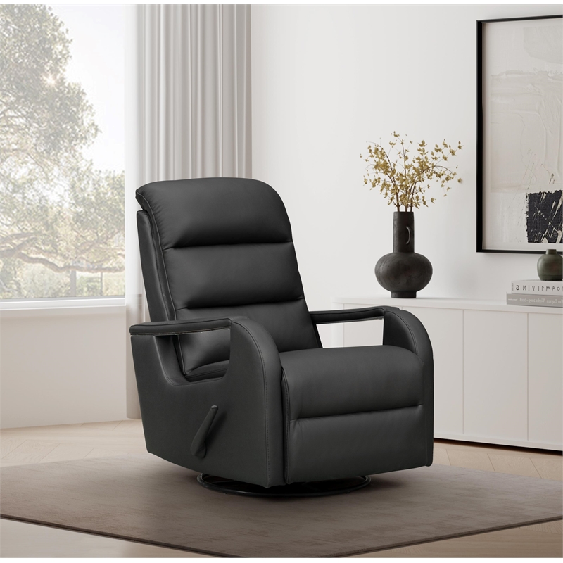 Pemberly Row Swivel Glider Recliner with Storage in Troy Onyx