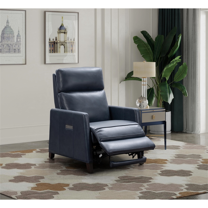 Pemberly Row Zero Gravity Power Recliner in Barone Navy Blue