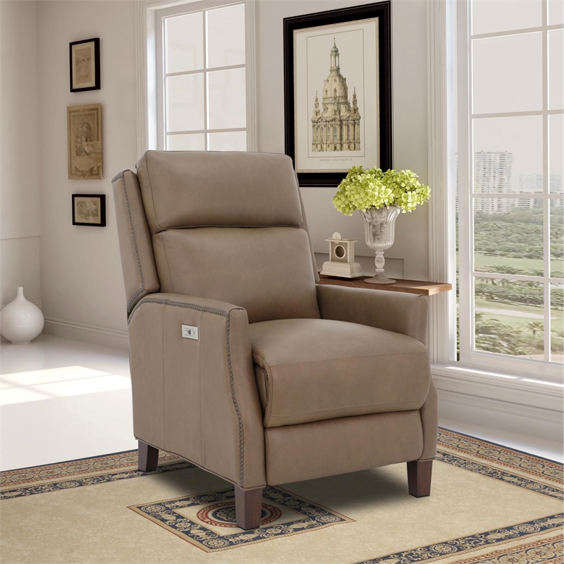Pemberly Row Power Recliner with Power Head Rest in Cashmere Taupe