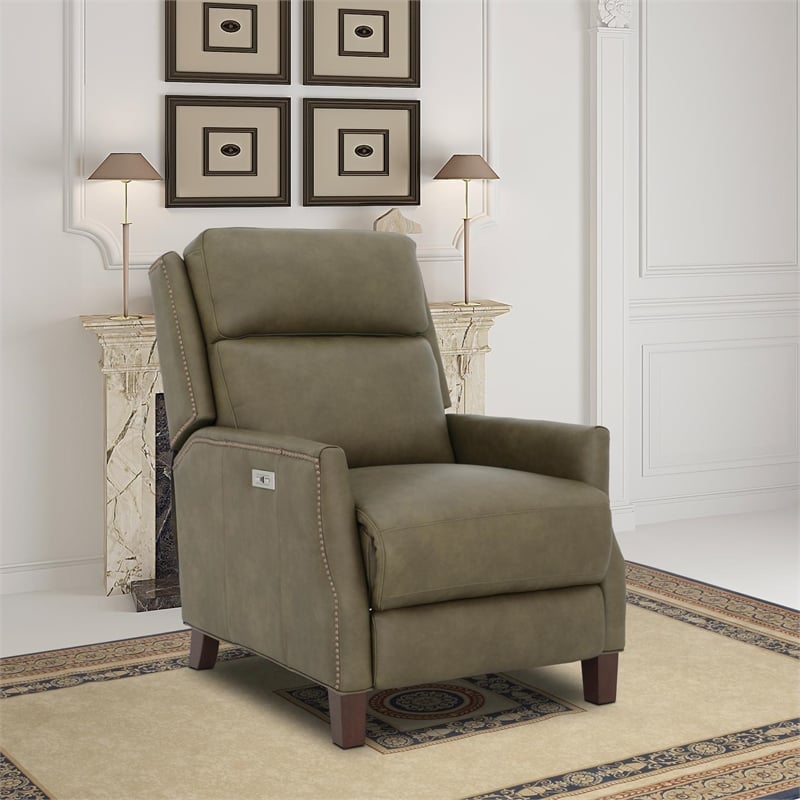 Pemberly Row Power Recliner with Power Head Rest in Oasis Olive