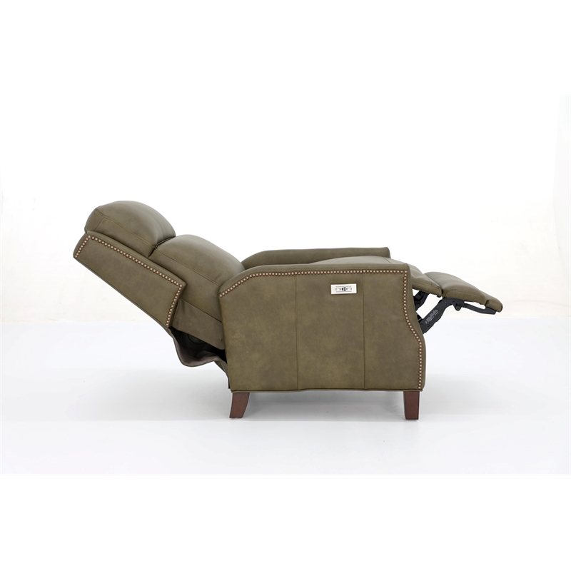 Pemberly Row Power Recliner with Power Head Rest in Oasis Olive