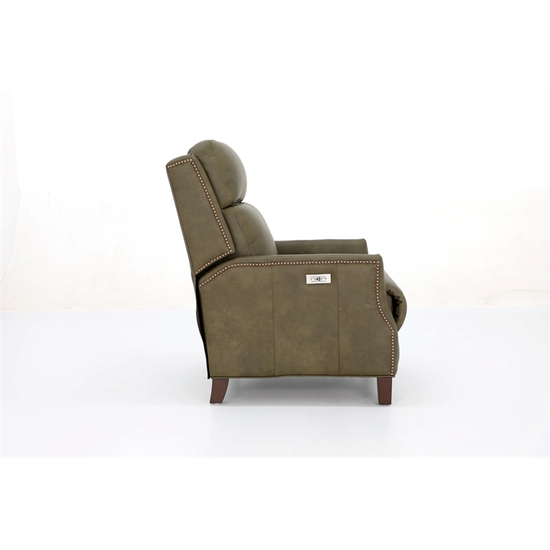 Pemberly Row Power Recliner with Power Head Rest in Oasis Olive
