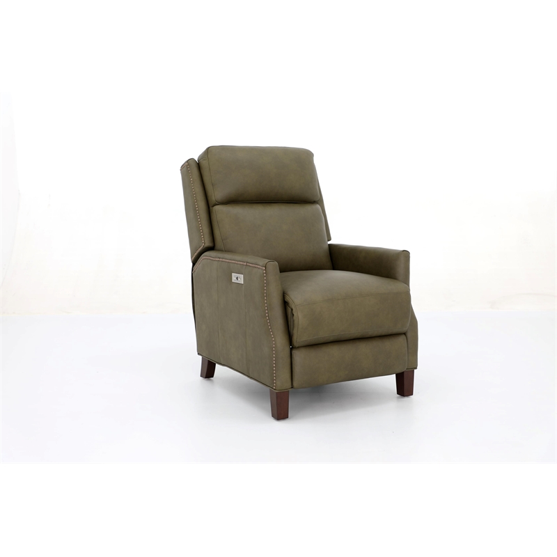 Pemberly Row Power Recliner with Power Head Rest in Oasis Olive