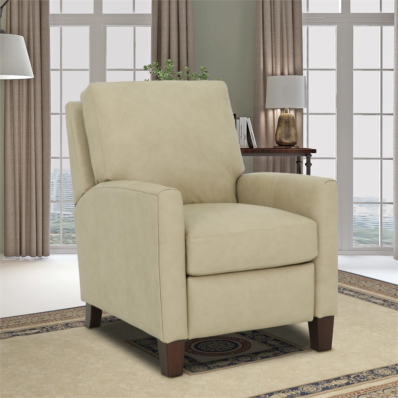 Pemberly Row Premium Push Thru The Arms Recliner in Cashmere Stone