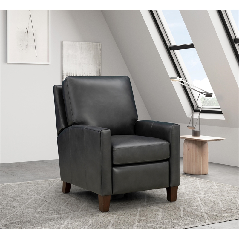 Pemberly Row Premium Push Thru The Arms Recliner in Elway Dark Gray