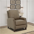 Pemberly Row Premium Push Thru The Arms Recliner in Cashmere Taupe