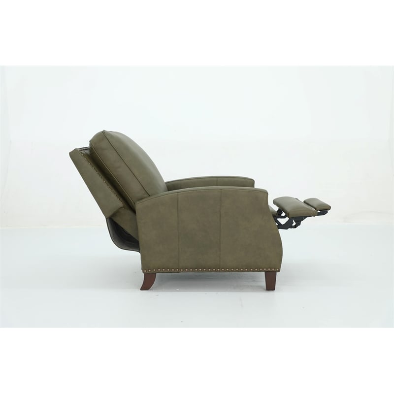 Pemberly Row Premium Push Thru The Arms Recliner in Oasis Olive