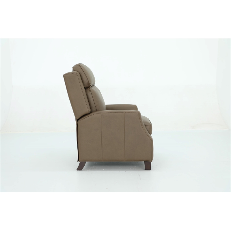 Pemberly Row Premium Push Thru The Arms Recliner in Cashmere Taupe